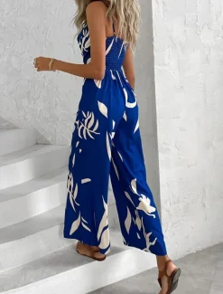 Outlet Women's Normal Jumpsuit Active Graphic Sleeveless V Neck High Waist Backless Vacation Daily Regular Fit Black Pink Blue Summer Women Jumpsuits|Graphic Jumpsuit