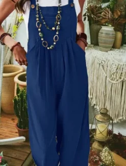 Best Women's Normal Jumpsuit Casual Solid Color Sleeveless U Neck Pocket Street Daily Regular Fit Black Royal Blue Blue Summer Women Overalls