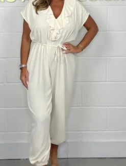 Discount Women's Normal Jumpsuit Skims Solid Color Short Sleeve T-shirt Sleeve Wide Leg V Neck Lace up Daily Regular Fit Black White Army Green Summer Women Jumpsuits