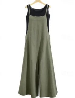 Clearance Women's Normal Jumpsuit Streetwear Solid Color Sleeveless Square Neck Backless Street Daily Regular Fit Black White Army Green Summer Women Jumpsuits