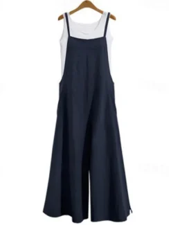 Clearance Women's Normal Jumpsuit Streetwear Solid Color Sleeveless Square Neck Backless Street Daily Regular Fit Black White Army Green Summer Women Jumpsuits