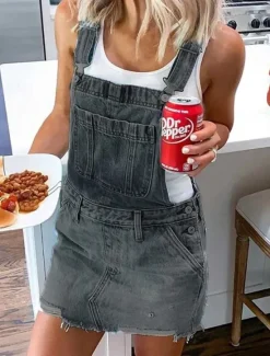 Outlet Women's Normal Jumpsuit Streetwear Solid Color Sleeveless Square Neck Buttons Pocket Street Daily Regular Fit Red Blue Green Summer Women Overalls