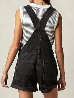 Clearance Women's Normal Jumpsuit Streetwear Solid Color Sleeveless Square Neck Pocket Street Daily Regular Fit Black White Red Summer Women Overalls