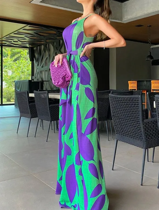 Best Women's Normal Jumpsuit Streetwear Floral Sleeveless Halter Neck High Waist Print Street Daily Regular Fit Red Summer Women Jumpsuits
