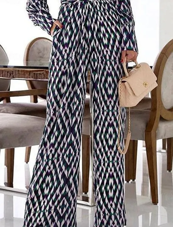 Sale Women's Normal Jumpsuit Streetwear Plaid Long Sleeve Wide Leg Deep V Pocket Print Vacation Street Regular Fit Fall Women Jumpsuits