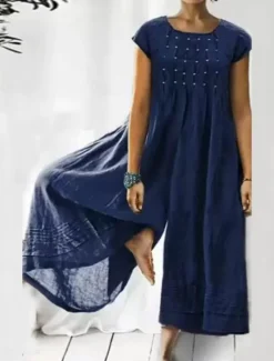 New Women's Normal Jumpsuit Streetwear Solid Color Short Sleeve Crew Neck Patchwork Vacation Daily Loose Fit Black Yellow Blue Summer Women Jumpsuits