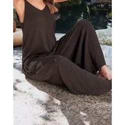 Sale Women's Normal Jumpsuit Streetwear Solid Color Sleeveless V Neck Backless Street Daily Regular Fit Black White Wine Summer Women Jumpsuits