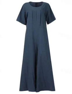 Sale Women's Normal Jumpsuit Streetwear Solid Color Short Sleeve Square Neck Street Going out Regular Fit Yellow Wine Army Green Summer Women Jumpsuits
