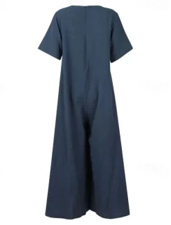 Sale Women's Normal Jumpsuit Streetwear Solid Color Short Sleeve Square Neck Street Going out Regular Fit Yellow Wine Army Green Summer Women Jumpsuits