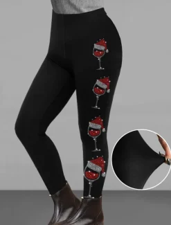 Outlet Women's Normal Leggings Designer Casual Ankle-Length High Rise Gradient Elastic Waist Print Breathability Comfortable High Elasticity Daily Wear Dark Chocolate Brown black Dark red Spring, Fall Women Leggings