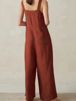 Discount Women's Normal Linen-Inspired Pants Streetwear Solid Color Sleeveless U Neck Pocket Street Daily Regular Fit Black Red Blue Summer Women Pants