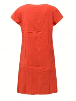 Clearance Women's Normal Mini Dress Cotton Linen Dresses Shift Dress Bohemia Vacation Tropical Butterfly Sleeve Street Casual Daily Form Fit Solid Color Short Sleeve V Neck Yellow Light Green Wine Royal Blue Women Dresses