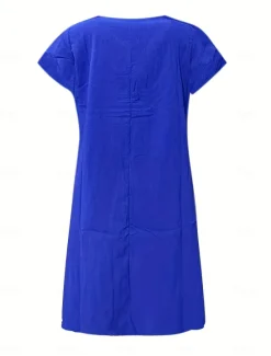 Clearance Women's Normal Mini Dress Cotton Linen Dresses Shift Dress Bohemia Vacation Tropical Butterfly Sleeve Street Casual Daily Form Fit Solid Color Short Sleeve V Neck Yellow Light Green Wine Royal Blue Women Dresses