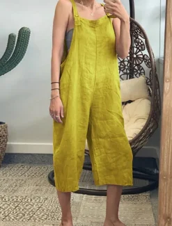 Women's Normal Overall Streetwear Solid Color Sleeveless Square Neck Pocket Street Daily Regular Fit Black Yellow Army Green Summer Women Overalls