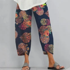 Online Women's Normal Pants Chinos Slacks Basic Casual / Sporty Ankle-Length Mid Waist Graphic Prints Graffiti Pocket Baggy Print Comfort Inelastic Daily Weekend Pink Red Blue Light Blue Summer Women Pants