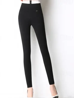 New Women's Normal Pants Trousers Leggings Fashion Full Length High Waist Solid Color Tummy Control Butt Lift Comfort Stretchy Daily Going out Black White Wine Royal Blue Fall & Winter Skinny Women Leggings