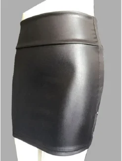 Best Women's Normal Pencil Bodycon Work Skirts Sexy Mini High Waist Skirts Solid Colored Inelastic Holiday Casual Daily Black Red Brown Summer PU Faux Leather Women Skirts