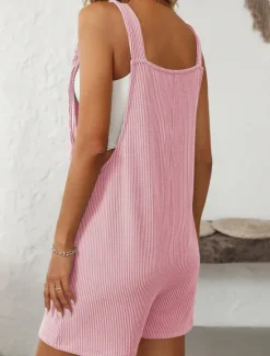 New Women's Normal Romper Active Striped Sleeveless Round Neck High Waist Vacation Daily Regular Fit Pink Light Blue Summer Women Rompers