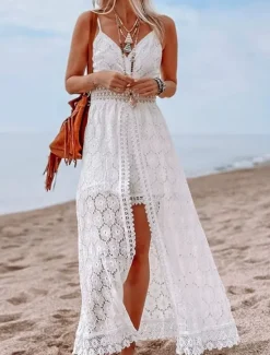 Hot Women's Normal Romper Streetwear Solid Color Sleeveless V Neck Lace Patchwork Street Daily Regular Fit Black White Summer Women Rompers