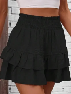 Women's Normal Shorts Casual Daily Short Medium Waist Solid Color Elastic Waist Comfy Breathable Quick Dry Micro-elastic Casual Going out Black Pink Khaki Summer Regular Fit Women Shorts