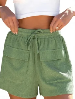 Outlet Women's Normal Shorts Track Pants Casual Short Medium Waist Solid Color Drawstring Comfy Quick Dry Breathability Micro-elastic Sports & Outdoor Daily Black White Green Summer Regular Fit Women Shorts