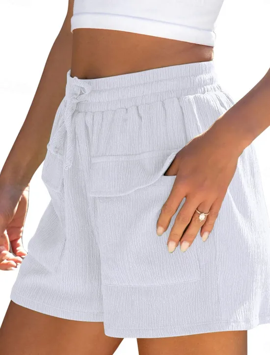 Outlet Women's Normal Shorts Track Pants Casual Short Medium Waist Solid Color Drawstring Comfy Quick Dry Breathability Micro-elastic Sports & Outdoor Daily Black White Green Summer Regular Fit Women Shorts