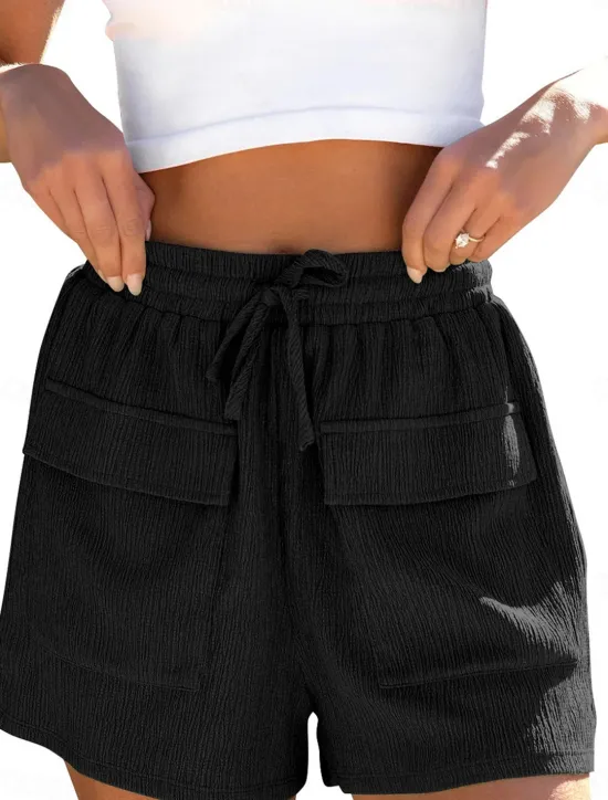 Outlet Women's Normal Shorts Track Pants Casual Short Medium Waist Solid Color Drawstring Comfy Quick Dry Breathability Micro-elastic Sports & Outdoor Daily Black White Green Summer Regular Fit Women Shorts