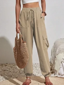 Best Women's Normal Slacks Pants Trousers Harem Pants Fashion Stylish Full Length High Waist Solid Color Street Casual Daily Black Pink Blue Khaki Summer Spring Fall Winter Women Pants