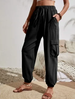 Best Women's Normal Slacks Pants Trousers Harem Pants Fashion Stylish Full Length High Waist Solid Color Street Casual Daily Black Pink Blue Khaki Summer Spring Fall Winter Women Pants