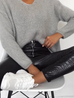 Online Women's Normal Slim Pants Trousers Leggings Fashion Streetwear Full Length High Waist Solid Color Zipper Soft Comfortable Micro-elastic Party Street Going out Fall Winter Regular Fit Women Pants