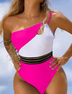 Women's Normal Swimsuit Tropical Geometric Sleeveless V Wire Open Back Printing Party Holiday Regular Fit Leopard Black White Summer Women One-Pieces