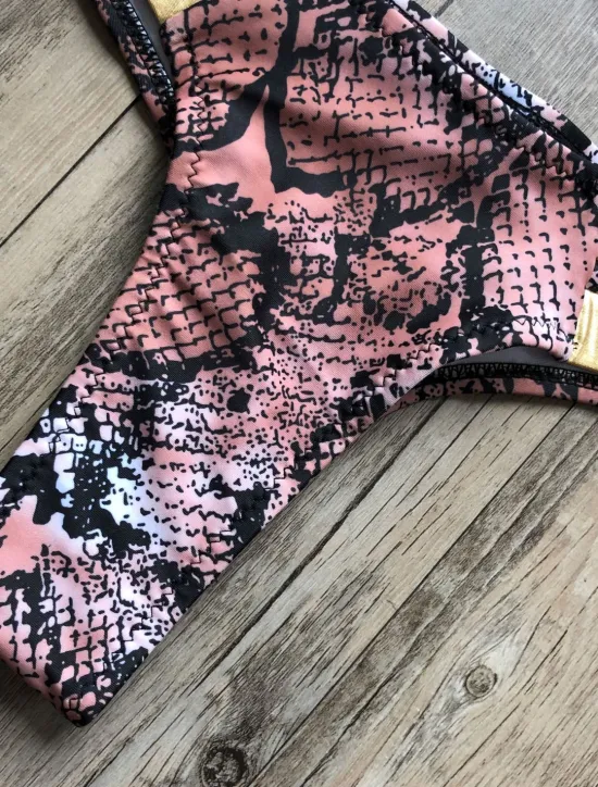 Women's Normal Swimwear Bikini 2 Piece Thong Swimsuit Open Back Cut Out Sexy Vacation Sexy Leopard Color Block Strap Bathing Suits Women Bikinis