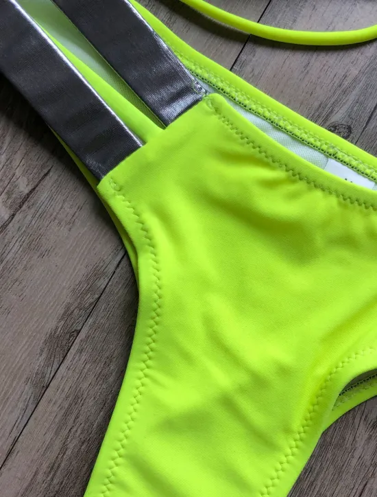 Women's Normal Swimwear Bikini 2 Piece Thong Swimsuit Open Back Cut Out Sexy Vacation Sexy Leopard Color Block Strap Bathing Suits Women Bikinis