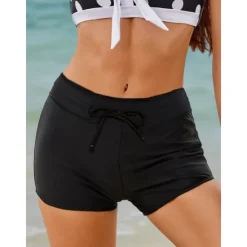 Clearance Women's Normal Swimwear Bikini Bottom Swim Shorts Shorts Swimsuit Drawstring Solid Color Beach Wear Summer Bathing Suits Women Bikinis