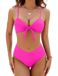 Best Women's Normal Swimwear Bikini Swimsuit 2 Piece Beach Wear Holiday Plain Sleeveless Bathing Suits Women Bikinis