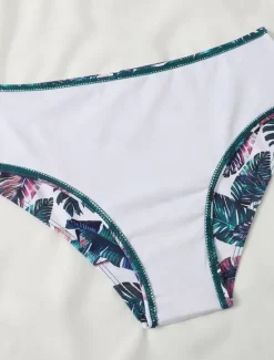 Sale Women's Normal Swimwear Bikini 2 Piece Cheeky Swimsuit 2 Piece Open Back Sexy Printing High Waisted Vacation Fashion Floral Leaves Strap Sleeveless Bathing Suits Women Bikinis