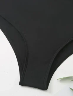 New Women's Normal Swimwear One Piece Monokini wrap Swimsuit Cut Out Beach Wear Summer Plain Sleeveless Bathing Suits Women One-Pieces