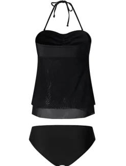 Women's Normal Swimwear Tankini 2 Piece Swimsuit 2 Piece Modest Swimwear Bandeau Strapless Vacation Beach Wear Solid Color Strap Sleeveless Bathing Suits Women Tankinis