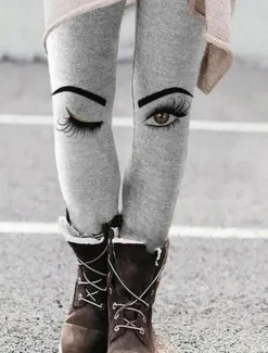 Online Women's Normal Tights Leggings Fashion Tights Ankle-Length High Waist Mid Waist Cat Stripe Flower / Floral Print Butt Lift Comfort Tummy Control High Elasticity Halloween Casual Weekend Picture color Women Leggings