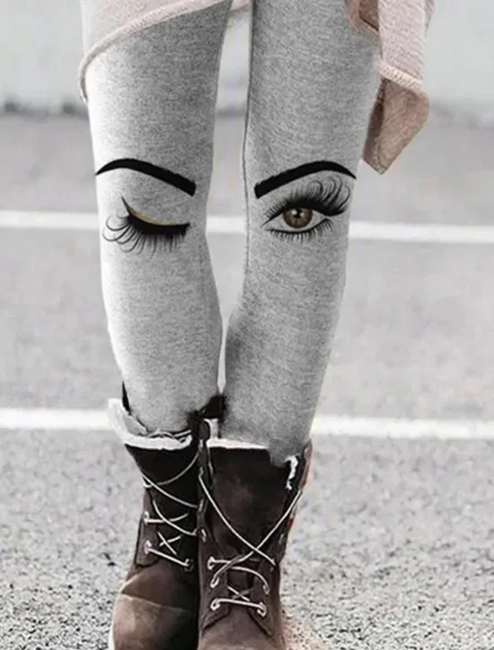 Online Women's Normal Tights Leggings Fashion Tights Ankle-Length High Waist Mid Waist Cat Stripe Flower / Floral Print Butt Lift Comfort Tummy Control High Elasticity Halloween Casual Weekend Picture color Women Leggings