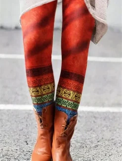 Women's Normal Tights Leggings Fashion Designer Tights Full Length Mid Waist Graphic Cat Flower / Floral Print Butt Lift Comfort Tummy Control High Elasticity Halloween Daily Black Yellow Wine Red Women Leggings