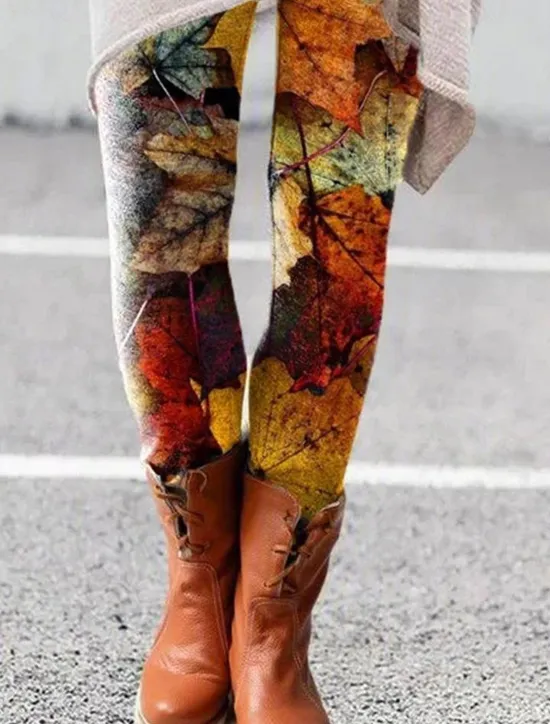 Women's Normal Tights Leggings Fashion Designer Tights Full Length Mid Waist Graphic Cat Flower / Floral Print Butt Lift Comfort Tummy Control High Elasticity Halloween Daily Black Yellow Wine Red Women Leggings
