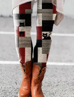 New Women's Normal Tights Leggings Fashion Designer Tights Full Length Mid Waist Cat Dandelion Print Tummy Control Butt Lift Comfort Micro-elastic Halloween Casual Weekend 1 2 3 4 Skinny Women Leggings
