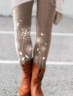 New Women's Normal Tights Leggings Fashion Designer Tights Full Length Mid Waist Cat Dandelion Print Tummy Control Butt Lift Comfort Micro-elastic Halloween Casual Weekend 1 2 3 4 Skinny Women Leggings