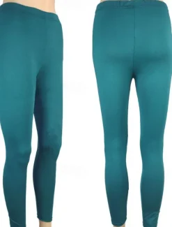 Best Women's Normal Tights Leggings Fashion Tights Full Length Mid Waist Plain Tummy Control Butt Lift Comfort High Elasticity Casual Weekend Lake blue Sapphire Wine Red Ice silk yellow leopard pants Women Leggings