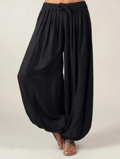 Clearance Women's Normal Wide Leg Chinos Pants Trousers Fashion Savannah Joggers Full Length Mid Waist Plain Drawstring Baggy Drop Crotch Comfort Micro-elastic Casual Weekend Black Pink Red Navy Blue Women Women's Sweatpants & Joggers