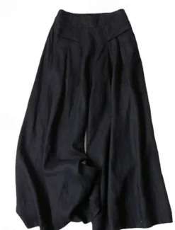 Clearance Women's Normal Wide Leg Classic Flowy Full Length Natural Wide Leg Classic Basic Inelastic Causal Daily Wear Black White Yellow Navy Blue Fall Winter Loose Fit Women Pants