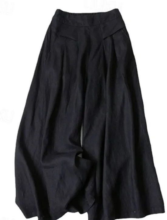 Clearance Women's Normal Wide Leg Classic Flowy Full Length Natural Wide Leg Classic Basic Inelastic Causal Daily Wear Black White Yellow Navy Blue Fall Winter Loose Fit Women Pants
