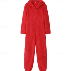 Best Women's Onesie Pure Color Warm Fashion Plush Home Daily Bed Sherpa Warm Hoodie Long Sleeve Hole Fall Winter Home Outfits Women Sleepwear