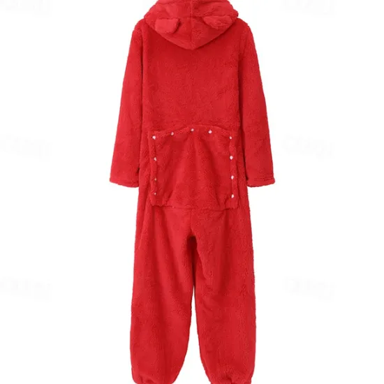 Best Women's Onesie Pure Color Warm Fashion Plush Home Daily Bed Sherpa Warm Hoodie Long Sleeve Hole Fall Winter Home Outfits Women Sleepwear